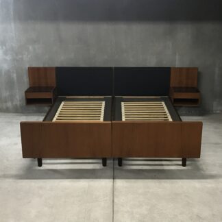 Hans J. Wegner teak bed frames with side table