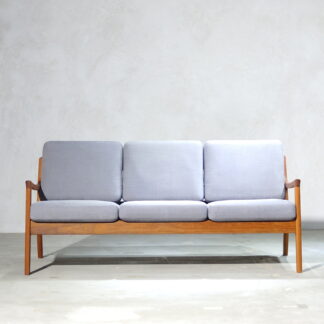 Ole Wanscher 3 Seat Sofa Light Gray Fabric